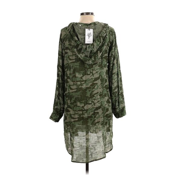We are Sundays Green Camo Pullover Tunic Hooded Top Mini Dress Size 3 US Large - Picture 2 of 4